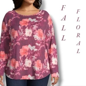 St John's bay fleece floral  merlot xxl tunic top